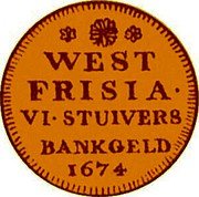 Netherlands Leeuwenschelling 1674 Rosette KM# 77a Friesland Province Standard Coinage MONET NO ORD FOEDERATEA BELG coin reverse