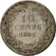 Netherlands 10 Cents Wilhelmina I 1893 Halberd KM# 116 10 CENTS 1892. coin reverse