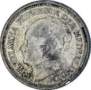 Netherlands 10 Cents Wilhelmina I 1926 KM# 163 WILHELMINA KONINGIN DER NEDERLANDEN coin obverse