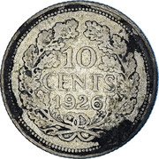 Netherlands 10 Cents Wilhelmina I 1926 KM# 163 10 CENTS 1939 coin reverse