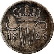 Netherlands 10 Cents William I 1828 B KM# 53 18 W 27 coin obverse Netherlands 10 Cents William I 1828 B KM# 53 18 W 27 coin obverse