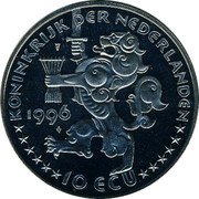 Netherlands 10 ecu Jacob van Kampen. 1996 X# 104 1996 10 ECU KONINKRIJK DER NEDERLANDEN coin obverse Netherlands 10 ecu Jacob van Kampen. 1996 X# 104 1996 10 ECU KONINKRIJK DER NEDERLANDEN coin obverse
