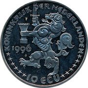 Netherlands 10 ecu (Johannes Vermeer.) X# 100 1996 10 ECU KONINKRIJK DER NEDERLANDEN coin obverse Netherlands 10 ecu (Johannes Vermeer.) X# 100 1996 10 ECU KONINKRIJK DER NEDERLANDEN coin obverse