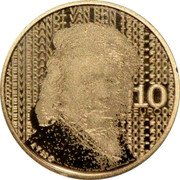 Netherlands 10 Euro 400th Birth anniversary of painter Rembrandt 2006 Proof KM# 294 REMBRANDT VAN RIJN 1606-2006 10 EURO BS coin reverse