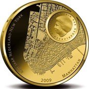 Netherlands 10 Euro Beatrix Manhattan 2009 Proof KM# 285 BEATRIX KONINGIN DER NEDERLANDEN 400 JAAR-NEDERLAND-MANHATTAN-NEW YORK coin obverse