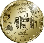 Netherlands 10 Euro Rietveld Huis 2013 Proof KM# 338 TIEN EURO RIETVELD SCHRODERHUIS 2013 WERELD ERFGOED NETHERLANDS coin reverse Netherlands 10 Euro Rietveld Huis 2013 Proof KM# 338 TIEN EURO RIETVELD SCHRODERHUIS 2013 WERELD ERFGOED NETHERLANDS coin reverse