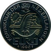 Netherlands 10 Euro Constantijn Huygens 1996 X# 127 1996 10 EURO KONINKRIJK DER NEDERLANDEN coin obverse