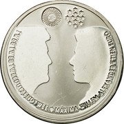 Netherlands 10 Euro Marriage of Willem Alexander and Maxima 2002 KM# 243 TWEE TWEE TWEEDUIZENDTWEE MÁXIMA WILLEM-ALEXANDER TIEN EURO coin reverse