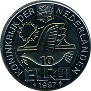 Netherlands 10 euro (Pieter Cornelisz Hooft.) KONINKRIJK DER NEDERLANDEN 10 EURO 1997 coin obverse