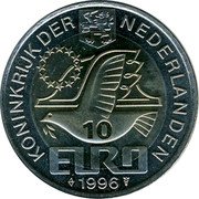 Netherlands 10 euro (Willem Barentsz) X# 122 1996 10 EURO KONINKRIJK DER NEDERLANDEN coin obverse Netherlands 10 euro (Willem Barentsz) X# 122 1996 10 EURO KONINKRIJK DER NEDERLANDEN coin obverse