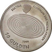 Netherlands 10 Gulden Beatrix. New Millennium 1999 KM# 228 BEATRIX KONINGIN DER NEDERLANDEN 1999 10 GULDEN coin obverse
