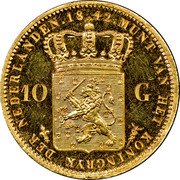 Netherlands 10 Guldens Willem II 1842 Fleur de lis KM# 71 MUNT VAN HET KONINGRIJK DER NEDERLANDEN 10 G 1842 coin reverse Netherlands 10 Guldens Willem II 1842 Fleur de lis KM# 71 MUNT VAN HET KONINGRIJK DER NEDERLANDEN 10 G 1842 coin reverse