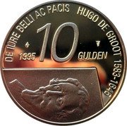 Netherlands 10 Gulden Beatrix Hugo de Groot 1995 Proof KM# 220 DE IURE BELLI AC PACIS HUGO DE GROOT 1583-1645 1995 10 GULDEN coin reverse Netherlands 10 Gulden Beatrix Hugo de Groot 1995 Proof KM# 220 DE IURE BELLI AC PACIS HUGO DE GROOT 1583-1645 1995 10 GULDEN coin reverse