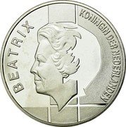 Netherlands 10 Guldens 50 Years of Be Ne Lux Treaty 1994 Proof. 25,000 pieces issued in sets only KM# 216 BEATRIX KONINGIN DER NEDERLANDEN coin obverse Netherlands 10 Guldens 50 Years of Be Ne Lux Treaty 1994 Proof. 25,000 pieces issued in sets only KM# 216 BEATRIX KONINGIN DER NEDERLANDEN coin obverse