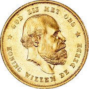 Netherlands 10 Guldens William III 1889 Halberd KM# 106 KONING WILLEM DE DERDE GOD ZIJ MET ONS coin obverse Netherlands 10 Guldens William III 1889 Halberd KM# 106 KONING WILLEM DE DERDE GOD ZIJ MET ONS coin obverse