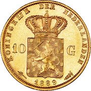Netherlands 10 Guldens William III 1889 Halberd KM# 106 KONINGRIJK DER NEDERLANDEN. 1886 10 G coin reverse Netherlands 10 Guldens William III 1889 Halberd KM# 106 KONINGRIJK DER NEDERLANDEN. 1886 10 G coin reverse