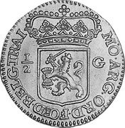 Netherlands 1/2 gulden Pattern 1724 KM# Pn12 MO ARG ORD FOED BELG TRAI 1/2 G coin obverse Netherlands 1/2 gulden Pattern 1724 KM# Pn12 MO ARG ORD FOED BELG TRAI 1/2 G coin obverse