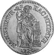 Netherlands 1/2 gulden Pattern 1724 KM# Pn12 HANCTVEMVMR HAC NITIMVR 1724 coin reverse Netherlands 1/2 gulden Pattern 1724 KM# Pn12 HANCTVEMVMR HAC NITIMVR 1724 coin reverse