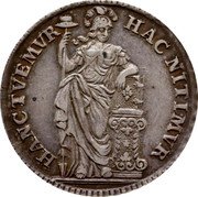 Netherlands 10 Stuivers (1/2 Gulden) Standing Figure 1751 KM# 95 HANCTVEMVR HAC NITIMVR coin reverse Netherlands 10 Stuivers (1/2 Gulden) Standing Figure 1751 KM# 95 HANCTVEMVR HAC NITIMVR coin reverse