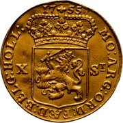 Netherlands 10 Stuivers Holland Province Coin 1755 KM# 95a MO ARG ORD FÆD BELG HOLL X ST coin obverse Netherlands 10 Stuivers Holland Province Coin 1755 KM# 95a MO ARG ORD FÆD BELG HOLL X ST coin obverse