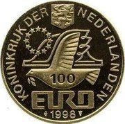 Netherlands 100 Euro (100th year anniversary artist Maurits Cornelis Escher) X# 154 KONINKRIJK DER NEDERLANDEN 100 EURO 1998 coin obverse