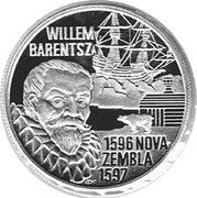 Netherlands 100 Euro (400th Anniv. of explorer Willem Barentsz on Nova Zembla) X# 125 WILLEM BARENTSZ 1596 NOVA ZEMBLA 1597 coin reverse
