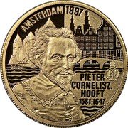 Netherlands 100 Euro Pieter Cornelisz Hooft 1997B Proof X# 136 AMSTERDAM 1997 PIETER CORNELISZ HOOFT 1581- 1647 coin reverse