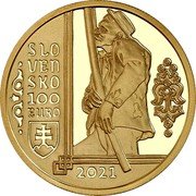 Slovakia 100 Euro (The fujara) SLO VEN SKO 100 EURO 2021 coin obverse