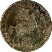 Netherlands 14 Guldens Gouden rijder 1750 KM# 97 BELG : HOLLAND : MO : AUR : PRO : CONFOED coin obverse Netherlands 14 Guldens Gouden rijder 1750 KM# 97 BELG : HOLLAND : MO : AUR : PRO : CONFOED coin obverse