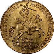 Netherlands 14 Guldens 1760 Knotted tree GELDRIA KM# 86.2 Gelderland Province Standart Coinage MO AUR PRO CONFOED BELG GELDRIA coin obverse Netherlands 14 Guldens 1760 Knotted tree GELDRIA KM# 86.2 Gelderland Province Standart Coinage MO AUR PRO CONFOED BELG GELDRIA coin obverse