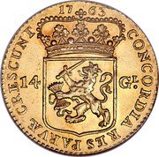 Netherlands 14 Guldens Mounted Knight Ovetyssel 1763 Star KM# 101 CONCORDIA RES PARVAE CRESCUNT 1763 14 GL. coin reverse Netherlands 14 Guldens Mounted Knight Ovetyssel 1763 Star KM# 101 CONCORDIA RES PARVAE CRESCUNT 1763 14 GL. coin reverse