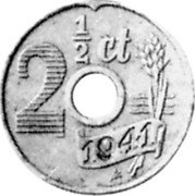 Netherlands 2-1/2 Cent Pattern 1941 KM# Pn128 2 1/2 CT 1941 coin reverse Netherlands 2-1/2 Cent Pattern 1941 KM# Pn128 2 1/2 CT 1941 coin reverse