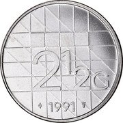 Netherlands 2-1/2 Gulden Beatrix 1991 Proof KM# 206 2 1/2 G 1983 coin reverse Netherlands 2-1/2 Gulden Beatrix 1991 Proof KM# 206 2 1/2 G 1983 coin reverse