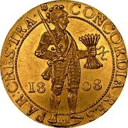 Netherlands 2 Ducats Louis Napoleon 1808 KM# 27 CONCORDIA RES - PAR:CRES:TRA. 18 08 coin obverse Netherlands 2 Ducats Louis Napoleon 1808 KM# 27 CONCORDIA RES - PAR:CRES:TRA. 18 08 coin obverse