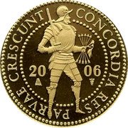 Netherlands 2 Ducats Beatrix 2006 Proof KM# 211 CONCORDIA RES PARVAE CRESCUNT 20 06 coin obverse Netherlands 2 Ducats Beatrix 2006 Proof KM# 211 CONCORDIA RES PARVAE CRESCUNT 20 06 coin obverse