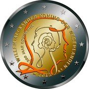 Netherlands 2 Euro 200 Years of the Kingdom. Orange ribbon 2013 Proof KM# 324a WILLEM ALEXANDER KONING DER NEDERLANDEN 2013 200 JAAR KONINKRIJK coin obverse Netherlands 2 Euro 200 Years of the Kingdom. Orange ribbon 2013 Proof KM# 324a WILLEM ALEXANDER KONING DER NEDERLANDEN 2013 200 JAAR KONINKRIJK coin obverse