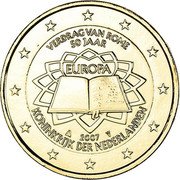 Netherlands 2 Euro 50th anniversary of the Treaty of Rome 2007 Proof KM# 273 VERDRAG VAN ROME 50 JAAR EUROPA 2007 KONINKRIJK DER NEDERLANDEN coin obverse Netherlands 2 Euro 50th anniversary of the Treaty of Rome 2007 Proof KM# 273 VERDRAG VAN ROME 50 JAAR EUROPA 2007 KONINKRIJK DER NEDERLANDEN coin obverse