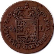 Netherlands 2 Liards Philip V 1709 KM# 5 17 09 DUX.BURGUND.BRABAN.Z. 2 L coin reverse Netherlands 2 Liards Philip V 1709 KM# 5 17 09 DUX.BURGUND.BRABAN.Z. 2 L coin reverse