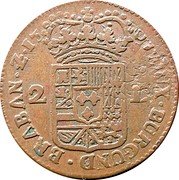 Netherlands 2 Liards Philip V 1709 KM# 4 17 09 DUX BURGUND BRABAN Z 2 L coin reverse