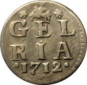 Netherlands 2 Stuivers 1712 Knight on horse KM# 26.4 Gelderland Province Standart Coinage GEL RIA 1712 coin reverse Netherlands 2 Stuivers 1712 Knight on horse KM# 26.4 Gelderland Province Standart Coinage GEL RIA 1712 coin reverse