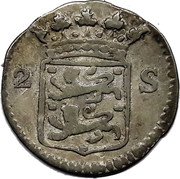 Netherlands 2 Stuivers Crowned Arms of West Friesland 1794 Rosette KM# 106.2 2 S coin obverse Netherlands 2 Stuivers Crowned Arms of West Friesland 1794 Rosette KM# 106.2 2 S coin obverse