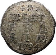 Netherlands 2 Stuivers Crowned Arms of West Friesland 1794 Rosette KM# 106.2 WEST FRI SIAE 1794 coin reverse Netherlands 2 Stuivers Crowned Arms of West Friesland 1794 Rosette KM# 106.2 WEST FRI SIAE 1794 coin reverse