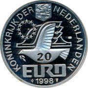 Netherlands 20 euro (100th Anniversary birthdate M.C. Escher.) X# 152 KONINKRIJK DER NEDERLANDEN 20 EURO 1998 coin reverse Netherlands 20 euro (100th Anniversary birthdate M.C. Escher.) X# 152 KONINKRIJK DER NEDERLANDEN 20 EURO 1998 coin reverse
