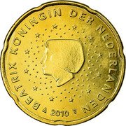 Netherlands 20 Euro Cent Beatrix 2nd map 2010 KM# 269 BEATRIX KONINGIN DER NEDERLANDEN 2011 coin obverse Netherlands 20 Euro Cent Beatrix 2nd map 2010 KM# 269 BEATRIX KONINGIN DER NEDERLANDEN 2011 coin obverse