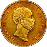 Netherlands 20 Guldens William II 1848 Sword KM# 79 WILLEM II KONING - DER NED . G . H . V . L . coin obverse Netherlands 20 Guldens William II 1848 Sword KM# 79 WILLEM II KONING - DER NED . G . H . V . L . coin obverse