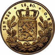 Netherlands 20 Guldens William III 1850 Sword KM# 96 13 W 458 1850. 0,900 coin reverse Netherlands 20 Guldens William III 1850 Sword KM# 96 13 W 458 1850. 0,900 coin reverse