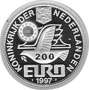 Netherlands 200 Euro Jan Pietersz Sweelinck 1997 X# 137 KONINKRIJK DER NEDERLANDEN 200 EURO 1997 coin obverse