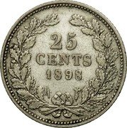 Netherlands 25 Cents Wilhelmina 1898 Halberd KM# 120.1 25 CENTS 1901 coin reverse Netherlands 25 Cents Wilhelmina 1898 Halberd KM# 120.1 25 CENTS 1901 coin reverse