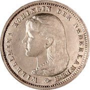 Netherlands 25 Cents Wilhelmina I 1891 Halberd Proof KM# 115 WILHELMINA KONINIGIN DER NEDERLANDEN coin obverse Netherlands 25 Cents Wilhelmina I 1891 Halberd Proof KM# 115 WILHELMINA KONINIGIN DER NEDERLANDEN coin obverse