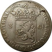 Netherlands 3 Guldens (Standing Figure Batavian Republic) KM# 9.3 MO ARG ORD FŒD BELG TRAI 3 GL coin obverse Netherlands 3 Guldens (Standing Figure Batavian Republic) KM# 9.3 MO ARG ORD FŒD BELG TRAI 3 GL coin obverse